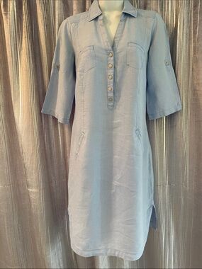 Olsen 100% Linen Shirt Dress Size 4